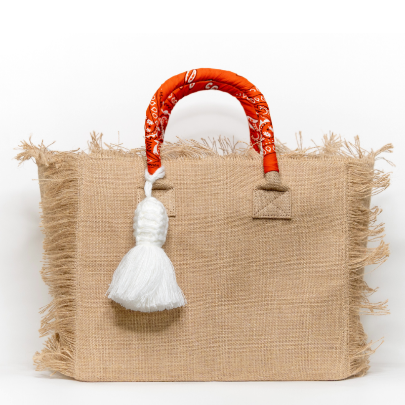 CABAS SIMONE FRANGE POMPON BLANC